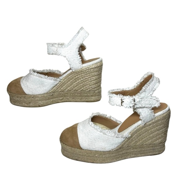 CASTAÑER, Women’s ‘Carla’ Wedge Espadrille Fringed Canvas, White Size 37 IT 7 US - Picture 3 of 14